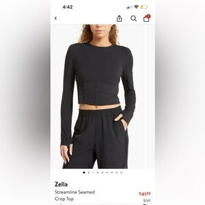 Zella Black Long Sleeve Crop Top Size M